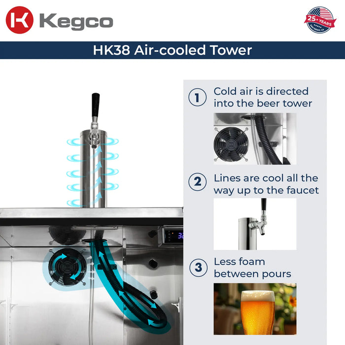Kegco Undercounter Commercial-Grade Single Tap Digital Kegerator