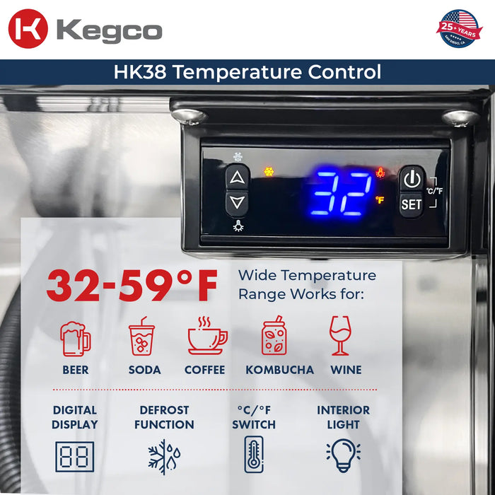 Kegco Undercounter Commercial-Grade Single Tap Digital Kegerator
