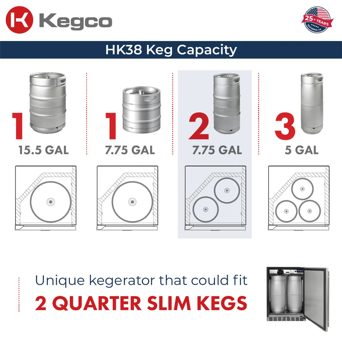 Kegco Undercounter Commercial-Grade Single Tap Digital Kegerator