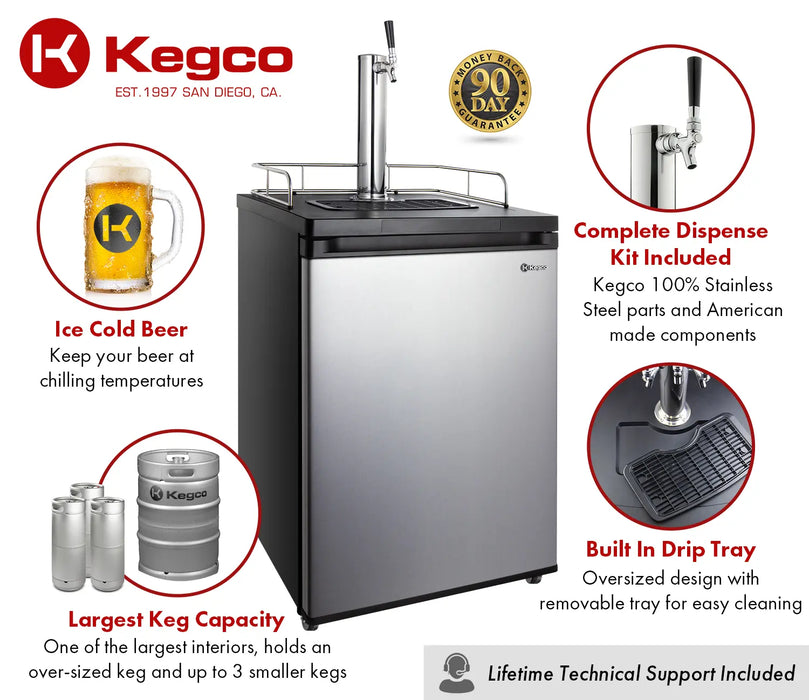 Kegco 24" Wide Single Tap Kegerator