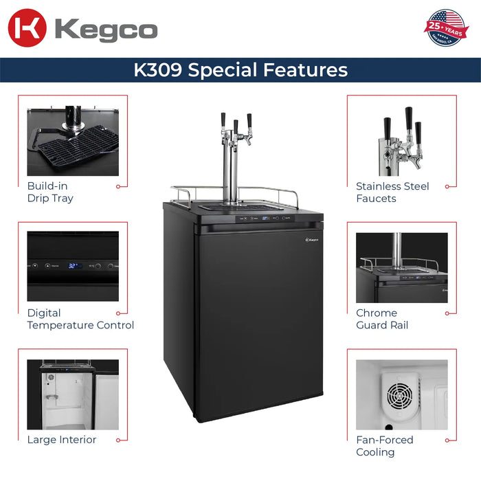 Kegco Full-Size Triple Tap Digital Kegerator